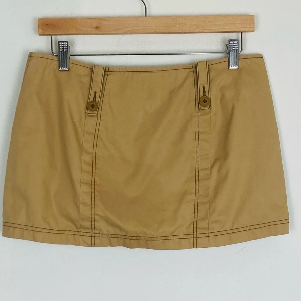 Vintage Y2K Abercrombie & Fitch tan micro mini skirt wrap skirt button front. 4